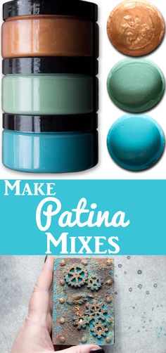 the cover of make patina mixes is shown with different colors and designs on it