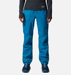 Women's Threshold™ Pant | Mountain Hardwear Mountain Hardwear Pants, Functional Blue Nylon Pants, Functional Blue Pants With Elastic Waistband, Functional Nylon Ski Pants, Functional Nylon Skiing Pants, Functional Pants With Elastic Waistband, Outdoor Techwear Pants With Functional Drawstring, Functional Blue Bottoms For Outdoor, Functional Outdoor Pants With Elastic Waistband