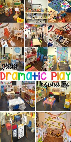 there are many pictures of different playrooms in the house and around the room