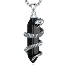 PRICES MAY VARY. 【MATERIAL】- Our mens snake pendant necklace made of high-quality 925 sterling silver and black obsidian, nickel-free, lead-free cadmium-free and hypoallergenic, comfortable for everyday day wearing! 【Intricate and Bold Design】- Snake coiled around the black obsidian, combines the mysticism of a serpent with the deep allure of obsidian. Snake is a symbol of transformation, wisdom and rejuvenation, while obsidian represents protection, the obsidian snake necklace sterling silver s Snake Coiled, Cool Jewelry, Obsidian Necklace, Snake Pendant, Snake Necklace, Jewelry For Men, Necklaces Jewelry, Black Obsidian, Bold Design