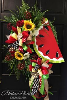 a watermelon wreath on the front door