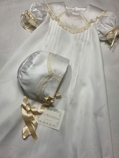 Girl's Heirloom Baptism Gown Withscalloped Portrait Collar - Etsy Classic Baptism Gown With Lace Trim, Classic Baptism Dress With Lace Trim, Fitted Baptism Dress With Lace Trim For Church, Classic Fitted Baptism Gown, Classic Fitted Gown For Baptism, Classic Fitted Gown With Lace Trim, Classic Fitted Baptism Dress For Ceremony, Classic Fitted Gown For First Communion, Classic Fitted Gown For Ceremony