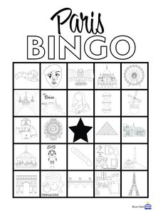 a black and white image of the paris bingo game