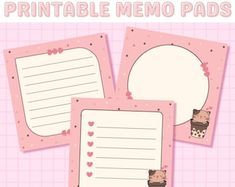 printable memo pads with cute bears on them