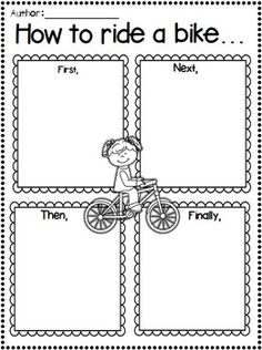 a printable worksheet for kids to learn how to ride a bike with pictures