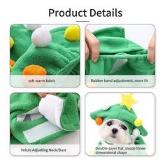 the instructions on how to make a green christmas tree costume for your dog or cat