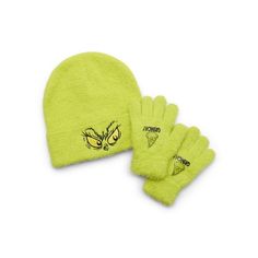 Shes ready to celebrate the holidays in the Whoville spirit with The Grinchs Cosplay Beanie Hat and Gloves. Crafted in a super-soft, fluffy ribbed knit, this bold winter accessory set is as cute as it is cozy. Features detailed designs inspired by the iconic Dr. Seuss anti-hero that shes sure to love. Everyone loves the Grinch, and theyre sure to love the cleverness of this beanie hat and gloves set! Size: One Size.  Color: Green.  Gender: female.  Age Group: infant. Crocheted Grinch Hat Free Pattern, Grinch Crochet Hat Pattern Free, Crochet Grinch Ear Warmers, Crochet Grinch Hat, Grinch Beanie Crochet Pattern, Knit Grinch Hat, Girls Beanie Hats, Baby Backpack, Girl Beanie