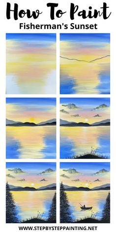 how to paint fisherman's sunset with step by step instructions