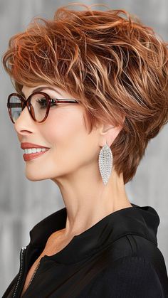 Medium Short Hair Styles For Women, Dancing Granny, Pixie Shag, Women With Glasses, Haircuts Women, Wedge Haircut, Haircuts For Women Over 50, Hairstyles And Haircuts, Women Hairstyles Medium