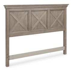 the headboard is made from wood and has two panels on each side, one panel with