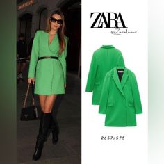 Zara Double Breasted Blazer Dress In Apple Green Sz Xs Brand New With Tags. Bloggers Favorite. Msrp $149. Price Is Firm. As Seen On Tv: Amy From Good Morning America June Diane Raphael On The Kelly Clarkson Show In 2022 Margaret Joseph Short Blazer Dress With A Lapel Collar, Flap Pockets And Chest Welt Pocket. Contra Breasted Front With Hidden Button Fastening. Apple Green | 2657/575 New Posher? Sign Up With Invite Code 0ld_fashioned For $10 Off Your First Poshmark Purchase My Photos Are Taken I Fitted Green Blazer Dress For Fall, Chic Green Blazer Dress For Office, Elegant Green Blazer Dress For Spring, Chic Green Blazer Dress For Spring, Elegant Green Blazer Dress For Fall, Green Winter Mini Dress For Work, Elegant Green Long Sleeve Blazer Dress, Spring Green Office Blazer Dress, Spring Office Green Blazer Dress