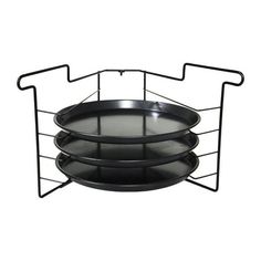 three tiered trays with black metal handles