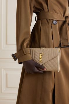 Dark Beige, Canvas Shoulder Bag, Leather Pouch, Quilted Leather, Free Bag, Net A Porter, Chain Strap, Ysl Bag, Leather Shoulder Bag