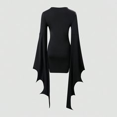 Discover dark elegance with our Gothic Bat Wing Sleeve Mini Dress. This striking attire showcases bat wing and bell sleeves, a seductive lace-up V-neckline, and a fitted design for a flattering silhouette. Crafted from a luxurious blend of polyester and spandex, this gothic-style dress is ideal for making a bold statement in black. Features bat wing and bell sleeves Seductive lace-up V-neckline Fitted design for a flattering silhouette Luxurious blend of polyester and spandex Ideal for making a Long Sleeve Halloween Mini Dress For Evening, Elegant Long Sleeve Halloween Mini Dress, Gothic Bodycon Dress For Night Out, Witches Outfits Ideas, Bat Outfit, Bat Wing Dress, Bat Dress, Winged Sleeves, Buff Sleeves