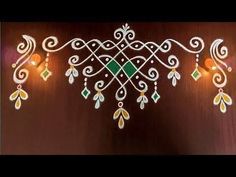 an intricately decorated wall hanging with lights