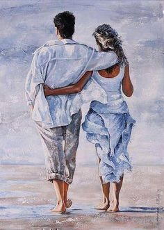 Art Amour, Art Plage, Simple Oil Painting, Couple Painting, Soyut Sanat Tabloları, Love Canvas, Cat Air, 수채화 그림, Romantic Art