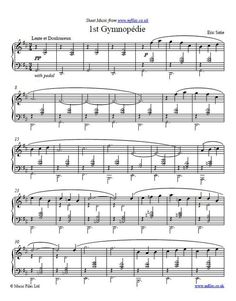 sheet music with the words,'1st gynnopede '