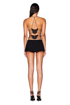 Details Best-selling Ellery style in an all new top style Black mesh top that skims the body and finishes in a straight hem Halter neck style with an adjustable silver bead detail at back neck to tighten or loosen as needed V-neckline with triangle bust cups Gathered detail along the bottom of the bust cups Exposed open back with multiple strapping detail Featuring two custom black butterfly details at back that connect with waist and back ties Partially lined. This style is slightly sheer We re Butterfly Details, Black Mesh Top, Black Butterfly, Silver Bead, New Top, Black Mesh, Back Neck, Fashion Outfit, Halter Neck