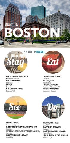 the boston hotel and suites are featured in this brochure, which features images of hotels