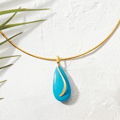 Ross-Simons - Turquoise Teardrop Pendant in 14kt Yellow Gold. Bold and blue teardrop-shaped turquoise pendant with a gleaming swoop of 14kt yellow gold. Fixed bale fits a 4mm chain, sold separately. Pendant presented in 14kt yellow gold. Elegant Turquoise Teardrop Pendant Drop Necklace, Modern Teardrop Turquoise Jewelry, Teardrop Pendant, Turquoise Pendant, Fine Jewelry, Yellow Gold, Turquoise, Chain, Pendant