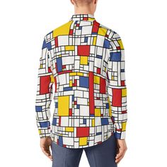 ***Runs large, please take a look at the size chart!Step into the vibrant world of retro fashion with our Retro Shirt inspired by the iconic Mod 60s style and Piet Mondrian's artwork. This Men's Vintage Style Shirt features a red, blue, and white mosaic geometric pattern print, reminiscent of Mondrian's signature style. The Geometric Print Shirt exudes sophistication and artistic flair, making it a perfect choice for those who appreciate the fusion of art and fashion.Designed with a nod to the M Modern Printed Cotton Shirt, Modern Multicolor Collared Shirt, Modern Multicolor Cotton Shirt, Fitted Multicolor Graphic Print Shirt, Multicolor Printed Shirt With Spread Collar, Fitted Multicolor Collared Shirt, Fitted Yellow Printed Shirt, Modern Multicolor Graphic Print Shirt, Multicolor Retro Print Relaxed Fit Shirt