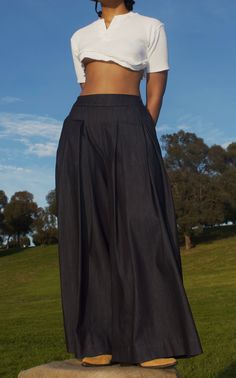 KHADIJAH WIDE LEG PANT Midnight Blue Denim High Waisted Wide Leg Pants, Wide Leg Pant, British Indian, Midnight Blue, Brunei, Wardrobe Staples, Wide Leg Pants, Maxi Skirt, Blue Denim