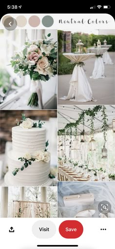 a collage of photos with flowers and greenery on the top, bottom left