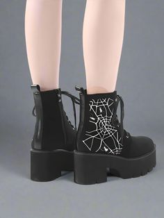 Color: Black Opening: Lace-Up, Zipper Toe Style: Round Toe Platform Height: 4.5cm Heel Height: 7.5cm Gender: Women ,Ladies Style: Punk Platform Height: 5-7cm Outsole Material: Rubber Lining Material: PU Heel Height: High (5cm-8cm) Alternative Black Lace-up Platform Boots, Black Emo Platform Boots For Streetwear, Trendy Black Boots For Alternative Fashion, Casual Black Platform Boots For Alternative Fashion, Black Platform Boots For Alternative Winter Fashion, Black Lace-up Platform Boots For Alternative Fashion, Emo Black Boots For Streetwear, Black Emo Boots For Concert, Black Emo Boots For Streetwear