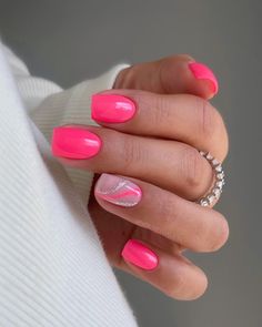 Bright Pink Nails, Nails Bright, Barbie Nails, Milky Nails, Nagellack Trends, Short Gel Nails, October Nails, Nagel Tips