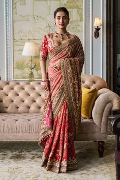 Isha Borah, Tarun Tahiliani Saree, Red French, Wedding Saree Collection, Traditional Indian Dress, Print Saree, Indian Fashion Saree, Saree Designs Party Wear, Traditional Indian Outfits