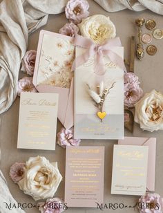 Are you dreaming of a whimsical and elegant garden wedding? Look no further than our stunning Blush Gold Wedding Invitation. This invitation features delicate natural dried flowers and pampas grass, tucked inside a beautiful vellum etui. The combination of soft blush tones and shimmering gold accents will set the perfect tone for your special day. For those looking for a more traditional yet elegant option, our Garden Floral Wedding Invitation with a mirror gold heart is the perfect choice. This