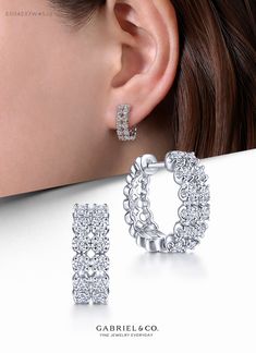 14K White Gold 15MM Diamond Earrings EG14237W45JJ #GabrielNY #UniqueJewelry #FineJewelry#GabrielAndCo #FineJewelry#FashionJewelry#UniqueJewelry#GiftIdeas #DiamondJewelry #Jewelry #gabrieljewelry#UniqueGifts  #Jewelry #Design#HandcraftedJewelry #Elegance #DiamondEarrings #UniqueEarrings #WhiteGoldEarrings#WhiteGoldFashionEarrings #GoldEarrings #FashionHoops#HoopEarrings #GoldHuggie#GoldHuggieEarrings#DiamondHuggie #UniqueHuggie#Huggie#HuggieEarring #14k #14kWhiteGold Luxury White Hoop Earrings For Anniversary, Luxury White Gold Diamond Earrings For Party, Expensive Earrings, Gabriel Jewelry, Real Diamond Earrings, Diamond Pendants Designs, Diamond Huggie Earrings, White Gold Earrings, Pendant Design