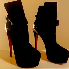 Black Suede Louboutin Boots, Christian Louboutin Boots, Louboutin Shoes, Christian Louboutin Shoes, Black Suede, Limited Time, Bootie Boots, Christian Louboutin, Ankle Boots