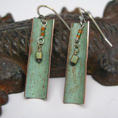 Urban Southwest Style Copper Earrings | Etsy Rustic Bronze Earrings With Patina, Artisan Rust-colored Jewelry With Patina, Rustic Bronze Patina Earrings, Rustic Copper Earrings In Rust Color, Rustic Copper Earrings With Ear Wire, Hand Forged Bronze Rustic Earrings, Rustic Rust-colored Copper Earrings, Nickel-free Rustic Copper Earrings, Rustic Dangle Earrings