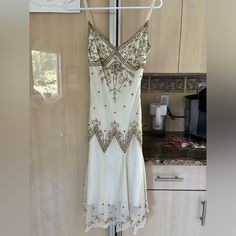 Adrianna Papell White Dress With Gold Beading. Zipper On The Side. Comes With Extra Beads. Never Been Worn. Size 2 Gold Beaded Dress, Adrianna Papell Dresses, Adrianna Papell, Beaded Dress, Gold Beads, White Dress, Colorful Dresses, White Gold, Womens Dresses