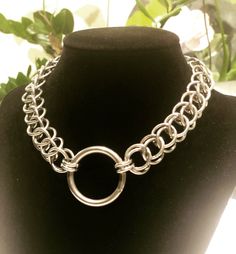 12 gauge chainmaille Stainless steel O-ring necklace/ choker. Handmade to order Adjustable stainless steel lobster clasp O Ring Necklace, Stainless Steel Chain Link Jewelry With Jump Ring, Emo Costume, Styl Emo, Wearable Jewelry, O Ring Choker, Choker Handmade, Copper Crafts, Alternative Jewelry