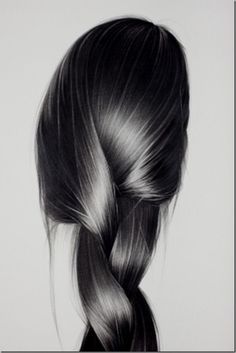 a black and white photo of a woman's hair