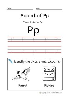 the letter p worksheet for children to learn how to write and draw letters