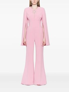 Elie Saab logo-plaque Flared Jumpsuit - Farfetch Chic Embellished Jumpsuits And Rompers For Spring, Elegant Embellished Jumpsuits And Rompers For Spring, Luxury Long Sleeve Jumpsuits And Rompers, Elegant Embellished Long Sleeve Jumpsuits And Rompers, Luxury Long Sleeve Jumpsuits And Rompers For Party, Luxury Long Sleeve Pantsuit For Party, Luxury Fitted Long Sleeve Jumpsuits And Rompers, Elegant Long Sleeve Embellished Jumpsuits, Luxury Fitted Pink Pantsuit