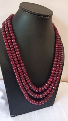 Supernatural 1098 Ct Fine Quality Ruby Natural Smooth Gemstone Necklace With Adjustable Code Necklace Stone : Ruby Natural Shape :- Smooth rondelle Necklace - 20 inch 3 line string Size :- 6mm to 10mm Weight :- 1098 carat Polish :- Handmade color - Red Polish :- Handmade Purity :- AA+ makes a great gift for your loved ones. Click below to see live stock: https://www.etsy.com/au/shop/ShakugemsStore?ref=search_shop_redirect If for any reason you are not satisfied with your purchase. You can return Elegant Rondelle Beads With Natural Stones, Ruby Rondelle Beads For Jewelry Making, Gemstone Beaded Necklaces With Round Beads For Celebration, Elegant Rondelle Gemstone Beads, Elegant Gemstone Rondelle Beads, Celebration Pearl Necklace With Gemstone Beads, Elegant Rondelle Beads For Formal Occasion, Ruby Gemstone Round Beads Jewelry, Ruby Gemstone Jewelry With Round Beads