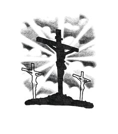 the crucifix is shown in black and white