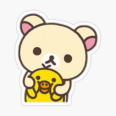 a sticker with an image of a bear holding a baby in it's arms