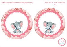 two pink plates with an elephant on them