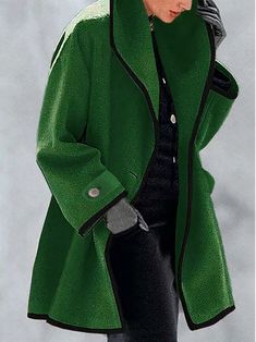 Green Wool Sweater Coat For Winter, Chic Green Wool Outerwear, Green Long Wool Winter Coat, Elegant Green Wool Outerwear, Boho Winter, Double-breasted Green Wool Coat For Winter, Stand Collar Coat, Womens Tweed Jacket, Womens Tweed