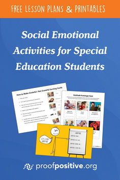 an image of the front cover of a book with text that reads, social emotion activities for special education students