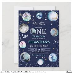 a birthday card with planets and stars on it