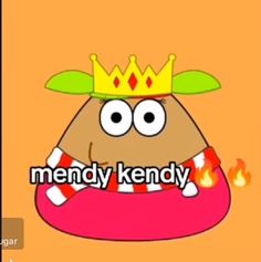 a cartoon character wearing a crown with the words mendy kendy written on it