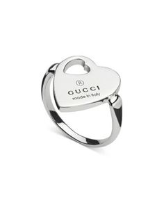 Gucci Sterling Silver Trademark Heart Ring Gucci Sterling Silver Ring For Formal Occasions, Gucci Rings With Polished Finish For Formal Occasions, Gucci White Gold Jewelry For Anniversary, Gucci White Gold Ring Formal, Gucci White Gold Ring For Formal Occasions, Luxury Hallmarked Gucci Rings, Gucci Sterling Silver Ring, Gucci White Gold Sterling Silver Ring, Gucci Fine Jewelry Ring For Anniversary