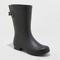 Be prepared for rainy days with the Vicki Mid-Calf Rain Boots from A New Day™ close at hand. In a solid hue, these rubber rain boots are easily to coordinate with your outfit, so you don't have to sacrifice style for staying dry. The buckle and extended panel on the back give you a comfortable fit that lets you move through your day with ease. Rain Boots Women, Black Rain Boots, Black Rain, Chelsea Rain Boots, Knee High Heels, Studded Sandals, Block Heel Boots, Fashion High Heels, Rubber Heels