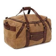 Our Campaign Waxed Canvas Medium duffle is designed with both great head-turning looks and outstanding functionality. We minimized its weight while maximizing functionality and comfort, both inside and out. The smart roll-out / roll-up dirties bag will help you organize your things as you see best (can you say wet socks?). It is accessible from the generous exterior zippered pocket and fully extends the length of the bag; when not in use, roll it up and easily snap stow it with the attached leat Brown Large Capacity Travel Bag For Outdoor, Everyday Rectangular Duffle Bag With Leather Trim, Functional Brown Tote Weekender Bag, Rectangular Weekender Bag With Waxed Finish For Everyday Use, Brown Tote Weekender Bag For Outdoor, Beige Shoulder Bag With Luggage Sleeve For Overnight Trips, Functional Brown Everyday Travel Bag, Brown Functional Travel Accessories For Weekend Trips, Functional Brown Travel Bag For Everyday